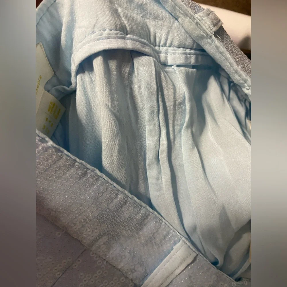 T36- MAEVE Baby Blue Sequined Pleated Wide Leg AVERY Trouser - Picture 6 of 9